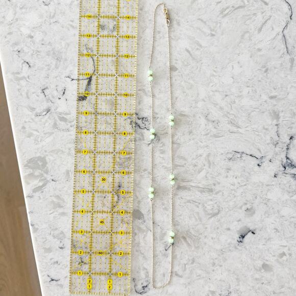 J Crew Gold Rope Chain Bead Necklace Women One Size Mint Green Station Beads - Picture 6 of 6